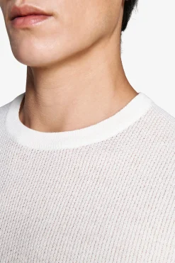 Maglia misto lino armaturata panna
