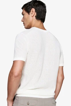 Maglia misto lino armaturata panna