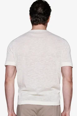 Maglia misto lino girocollo sabbia