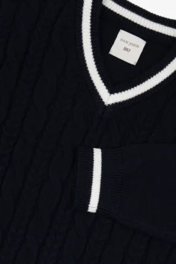 Maglia scollo a V college DNJ blu