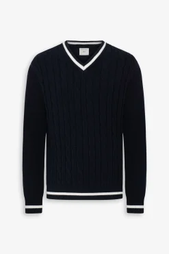 Maglia scollo a V college DNJ blu