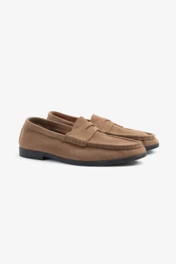 Mocassino scamosciato bocca di leone beige