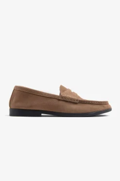 Mocassino scamosciato bocca di leone beige