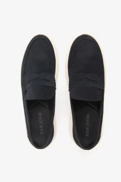 Mocassino scamosciato bocca di leone blu
