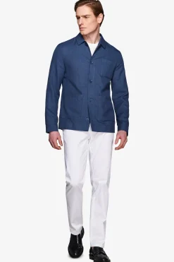 Overshirt armaturata misto lino royal