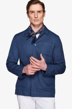 Overshirt armaturata misto lino royal