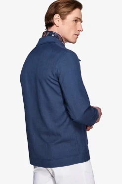 Overshirt armaturata misto lino royal