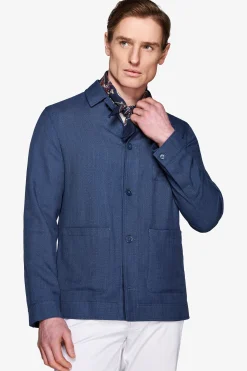 Overshirt armaturata misto lino royal
