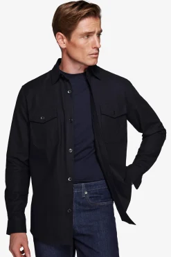 Overshirt effetto flanella blu