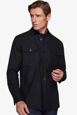 Overshirt effetto flanella blu