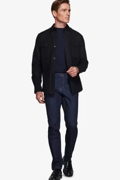 Overshirt effetto flanella blu