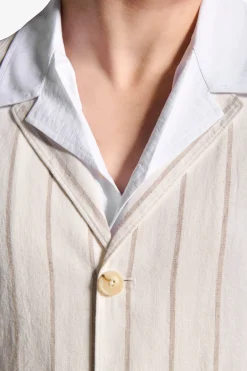 Overshirt gessata panna "Capri"