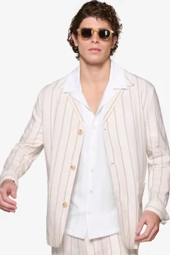 Overshirt gessata panna 