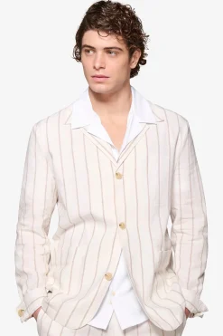Overshirt gessata panna 