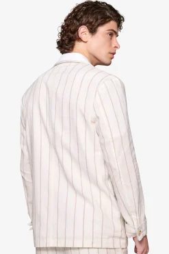Overshirt gessata panna 