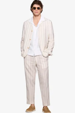 Overshirt gessata panna 