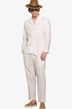 Overshirt gessata panna 