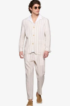 Overshirt gessata panna 