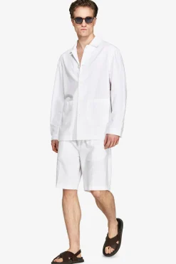 Overshirt misto lino bianca "Volume"