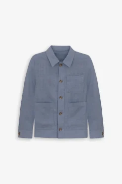 Overshirt misto lino celeste Kids
