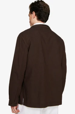 Overshirt misto lino moro "Volume"