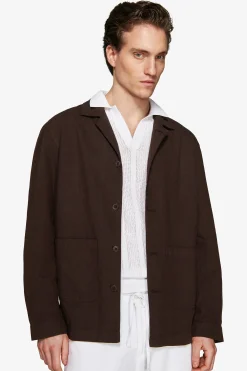 Overshirt misto lino moro 