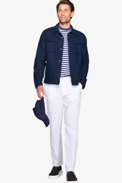 Overshirt misto lino navy