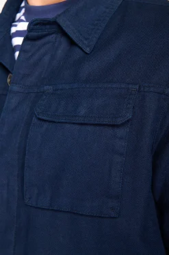 Overshirt misto lino navy