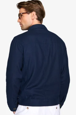 Overshirt misto lino navy