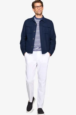 Overshirt misto lino navy