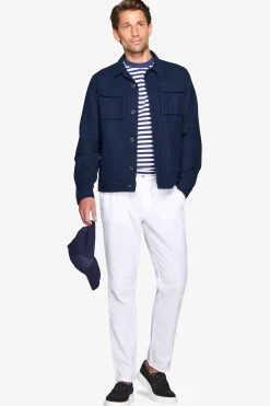 Overshirt misto lino navy