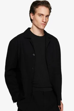 Overshirt misto lino nera