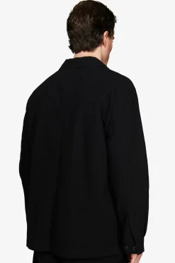 Overshirt misto lino nera