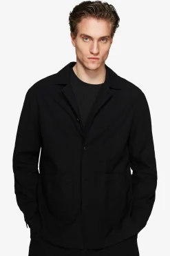 Overshirt misto lino nera