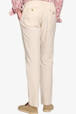 Pantalaccio seersucker rigato beige