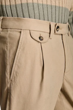 Pantaloni cavalry con taschino beige