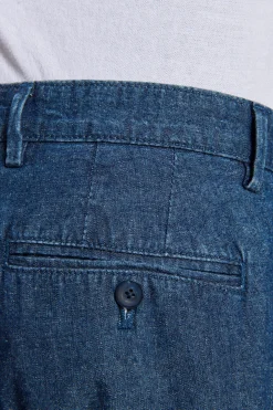 Pantaloni doppia pinces chambray