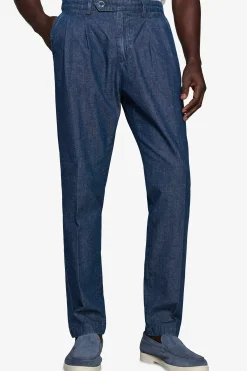 Pantaloni doppia pinces chambray