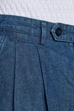 Pantaloni doppia pinces chambray