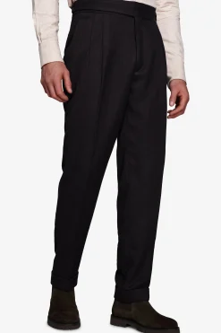 Pantaloni effetto flanella straight moro
