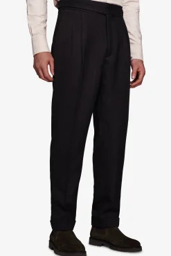 Pantaloni effetto flanella straight moro