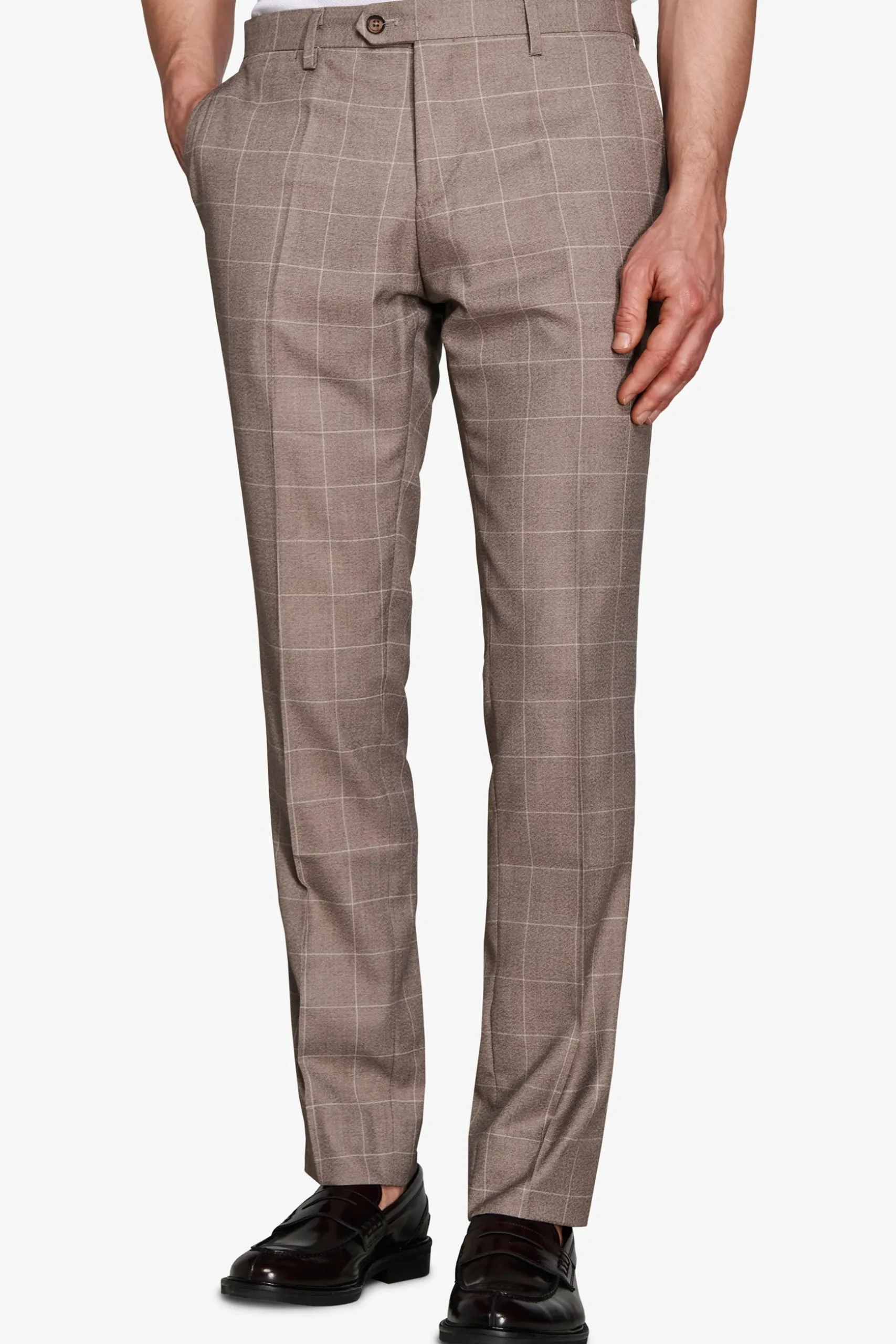 Pantaloni finestrati tortora