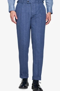 Pantaloni gessati celeste