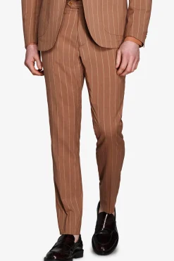 Pantaloni gessati tabacco
