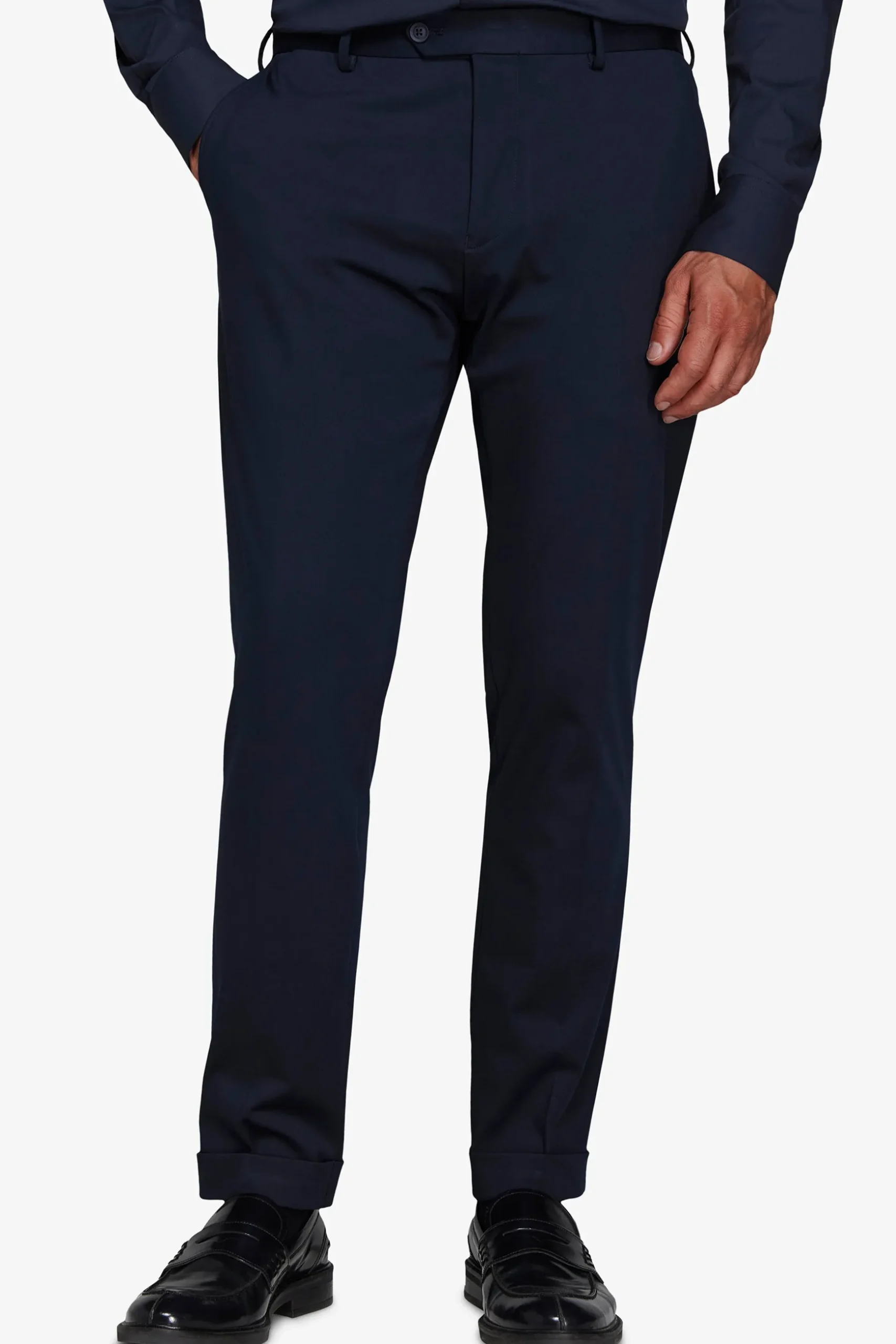 Pantaloni jersey tecnico blu slim