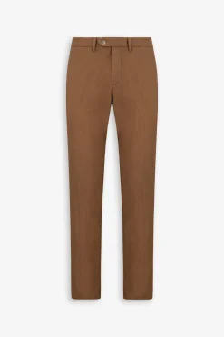 Pantaloni misto lino fiammato tabacco