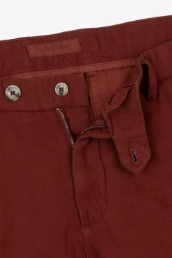 Pantaloni misto lino fiammati mattone