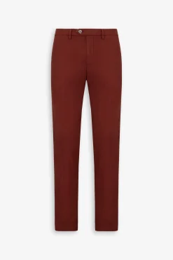 Pantaloni misto lino fiammati mattone