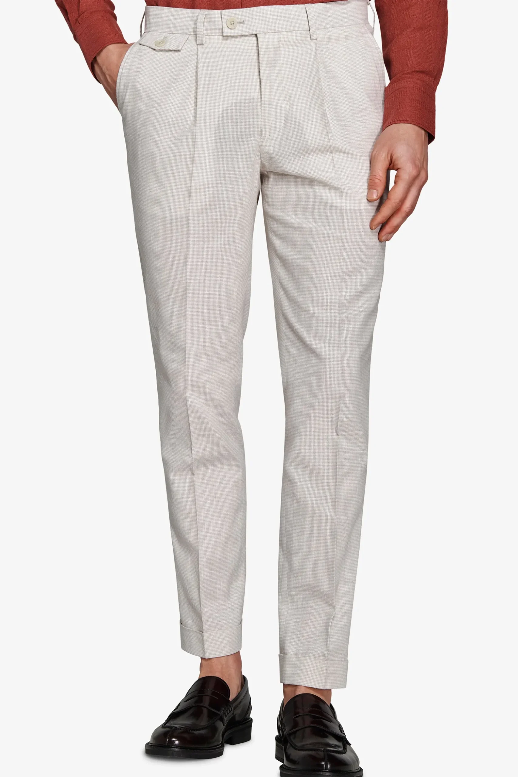 Pantaloni misto lino grigio chiaro