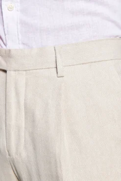 Pantaloni misto lino Herringbone sabbia